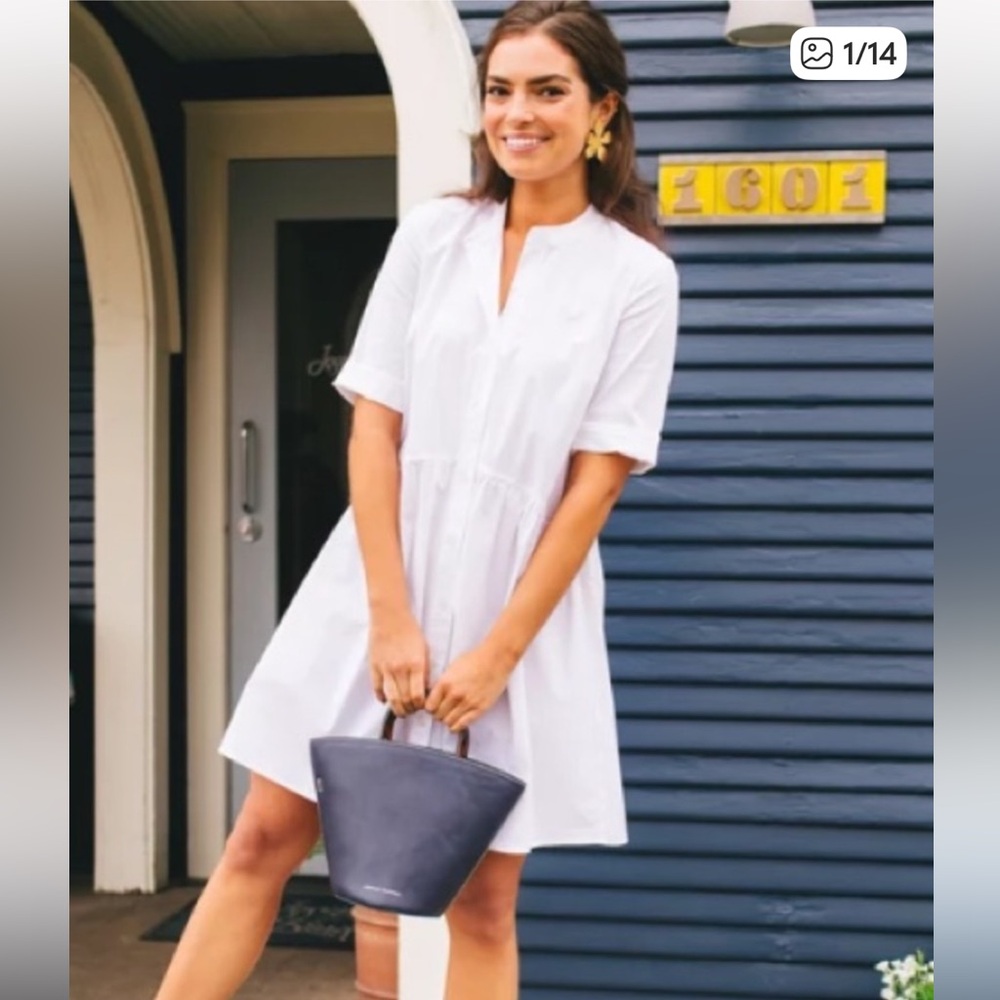 Tuckernuck Royal shirt dress , white, Size M/L